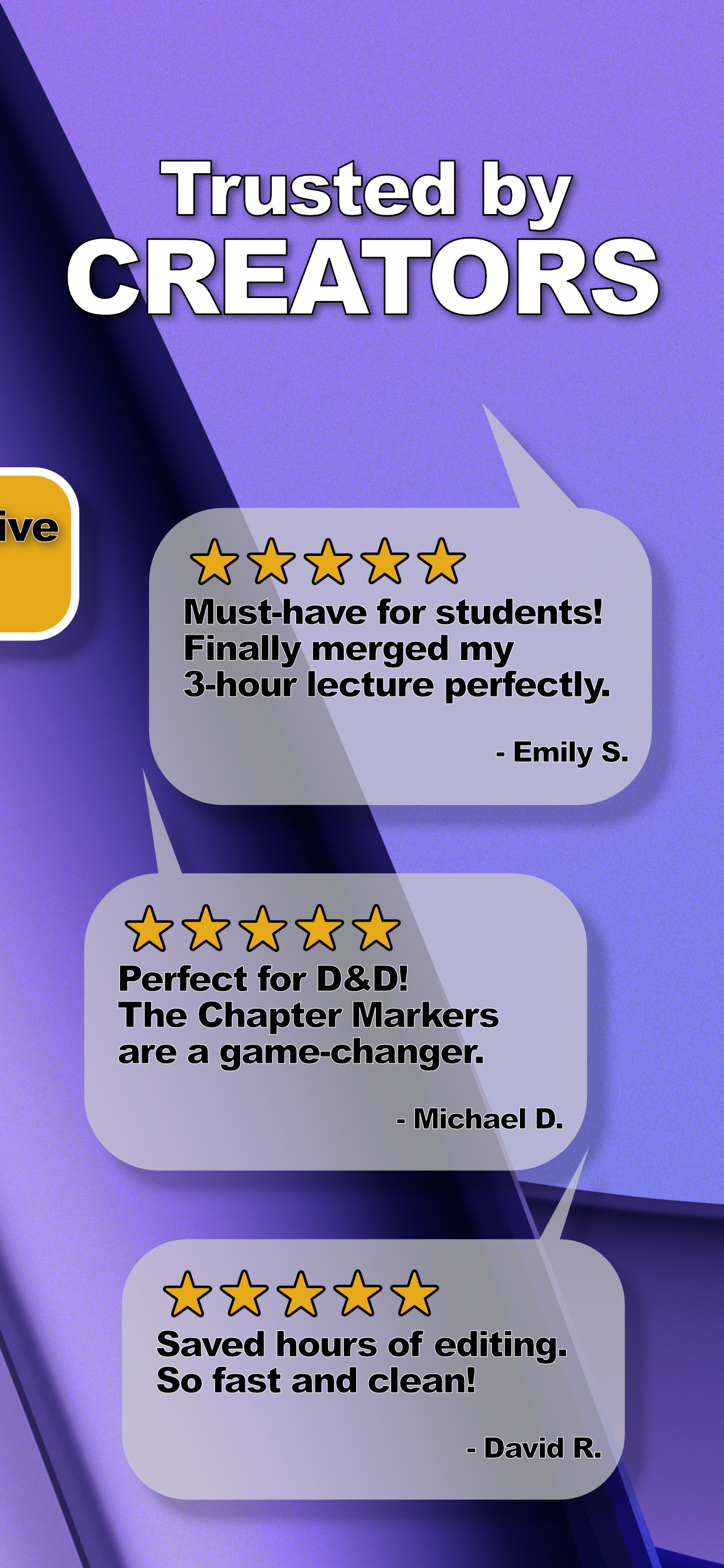 Five-star quotes from students, podcasters and D&D players who merge recordings with SmartMerge